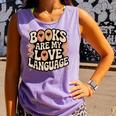 Books Are My Love Language Retro Groovy 70s Book Lover Comfort Colors Tank Top Lagoon