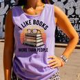 I Like Books More Than People Glasses Comfort Colors Tank Top Lagoon