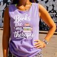 Books Are My Therapy Book Lover Coffee Books Flowers Bookish Comfort Colors Tank Top Lagoon