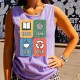 Books Yarn Coffee Repeat Crocheting Comfort Colors Tank Top Lagoon