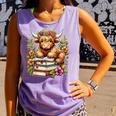 Bookworm Cute Highland Cow Reading Book Comfort Colors Tank Top Lagoon