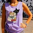 Cat And Books Flowers Reading Club Cat Lover Bookworm Comfort Colors Tank Top Lagoon
