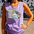 Cat On Books Pets Cats Reading Book Nerd Read Reader Bookcat Comfort Colors Tank Top Lagoon