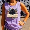 Cat On Open Book Mushrooms Ferns Dark Academia Comfort Colors Tank Top Lagoon