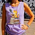 Cat Reading Books Comfort Colors Tank Top Lagoon