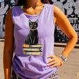 Cat Sitting On Books Comfort Colors Tank Top Lagoon