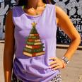 Christmas Book Tree Bookshelf Holiday For Readers Librarians Comfort Colors Tank Top Lagoon
