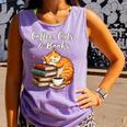 Coffee Cats & Books Lover For Women & Girls Coffee Comfort Colors Tank Top Lagoon