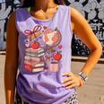 Coquette Teacher School Supplies Bows Books Globe Apple Cute Comfort Colors Tank Top Lagoon