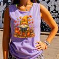 Cute Autumn Gnome Reading Pumpkin Book Lover Comfort Colors Tank Top Lagoon