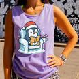 Cute Christmas Penguin Reading Book Cozy Winter Holiday Art Comfort Colors Tank Top Lagoon