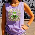 Cute Floral Frog Book Reading Comfort Colors Tank Top Lagoon