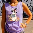 Cute Ghost Reading Book Librarian Book Lover Comfort Colors Tank Top Lagoon