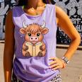 Cute Highland Cow Reading Book Comfort Colors Tank Top Lagoon
