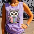 Cute Reading Owl Book Lover Teacher Librarian Bookworm Comfort Colors Tank Top Lagoon