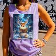 Deer Reads Book Women Girls Reindeer Comfort Colors Tank Top Lagoon