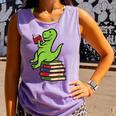 Dino Reading Read Reading Librarian Book Men Boys Kids Comfort Colors Tank Top Lagoon