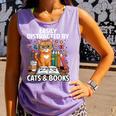 Easily Distracted By Cats And Books Book Lover Cat Comfort Colors Tank Top Lagoon
