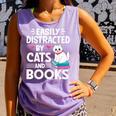 Easily Distracted By Cats And Books Cute Cat And Book Lovers Comfort Colors Tank Top Lagoon