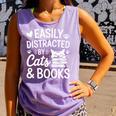 Easily Distracted By Cats And Books Reading Apparel Premium Tri-Blend Comfort Colors Tank Top Lagoon