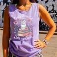 Easily Distracted By Cats And Books Reading Comfort Colors Tank Top Lagoon