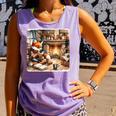 Fox Reads By Fireplace In Cabin Rustic Book Cozy Cup Tea Comfort Colors Tank Top Lagoon