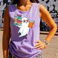 Ghost Reading Books Halloween Library Comfort Colors Tank Top Lagoon