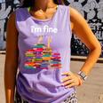 I'm Fine Reading Books Reader Book Lover Librarian Comfort Colors Tank Top Lagoon