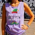 Most Likely To Read A Book Matching Christmas Elf Comfort Colors Tank Top Lagoon