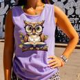 Owl Reading A Book Perched On A Branch Bookworm Comfort Colors Tank Top Lagoon