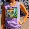 Rabbit Reading Book Under Large Mushroom Easter Bandana Comfort Colors Tank Top Lagoon