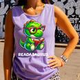 Readasaurus Reading Dinosaur Book Reader Bookworm Comfort Colors Tank Top Lagoon