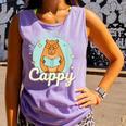 Reading Makes Me Cappy Bookworm Capybara Book Reading Comfort Colors Tank Top Lagoon