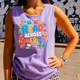 Reads Across Tee America Books Reader Reading Teacher Comfort Colors Tank Top Lagoon