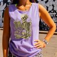 Skeleton Book Floral Skull Halloween Teacher Costume Comfort Colors Tank Top Lagoon