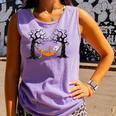 Skeleton Reading Book In Hammock Halloween Reader Comfort Colors Tank Top Lagoon