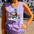 Snowman Reading Books Lovers Librarian Bookworm Christmas Comfort Colors Tank Top Lagoon