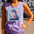 Trex Reading Book Dinosaur Comfort Colors Tank Top Lagoon