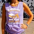 Woman Survives On Books Yarn Knitting Crochet Premium Tri-Blend Comfort Colors Tank Top Lagoon