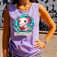 Women's Readsolotl Kawaii Axolotl Reading Book Lover Comfort Colors Tank Top Lagoon