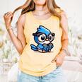 Adorable Book Lover Blue Jay With Reading Glasses Cute Comfort Colors Tank Top Grey