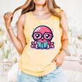 Adorable Book Lover Octopus With Reading Glasses Cute Comfort Colors Tank Top Grey Adorable Book Lover Octopus With Reading Glasses Cute Comfort Colors Tank Top Grey