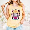 Adorable Book Lover Persian Cat With Reading Glasses Cute Comfort Colors Tank Top Grey