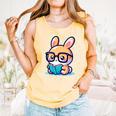 Adorable Book Lover Rabbit With Reading Glasses Cute Premium Comfort Colors Tank Top Grey