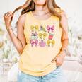 Apple Coquette Bow Books First Day Of School Back To School Comfort Colors Tank Top Grey