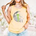 Astronaut Reading Book To Alien Moon Space Women Kids Men Premium Tri-Blend Comfort Colors Tank Top Grey
