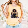 Back To School Afro Melanin Girl Reading Book Bookworm Comfort Colors Tank Top Grey