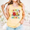 Back To School Checkered Book Pencil Groovy Teacher Student Comfort Colors Tank Top Grey