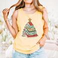 Book Christmas Tree For Librarians Book Lovers Comfort Colors Tank Top Grey
