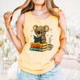 Book Lover Koala Reading Bookish Library Read Books Be Kind Comfort Colors Tank Top Grey